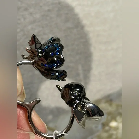 AUTHENTIC COACH double finger ring M/L skull rexy tearose star pyramid b… - Picture 5 of 16